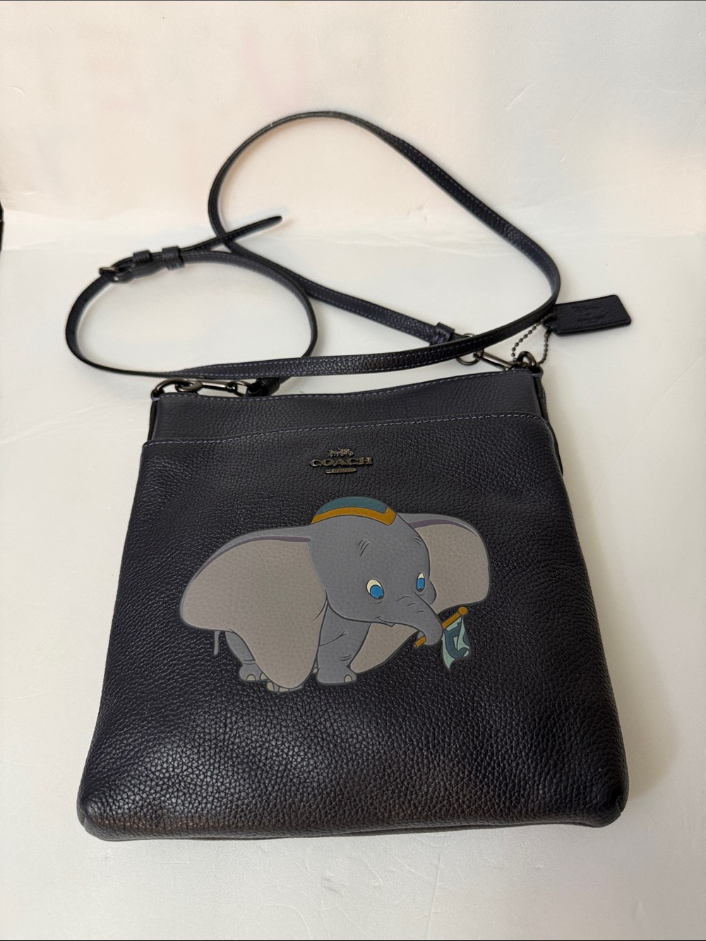 Coach Black Leather Crossbody with Dumbo Appliqué#76801